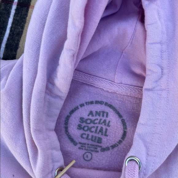 Anti Social Social Club Cancelled Hoodie Mens Sz Large Color Pink ASSC - Picture 7 of 12